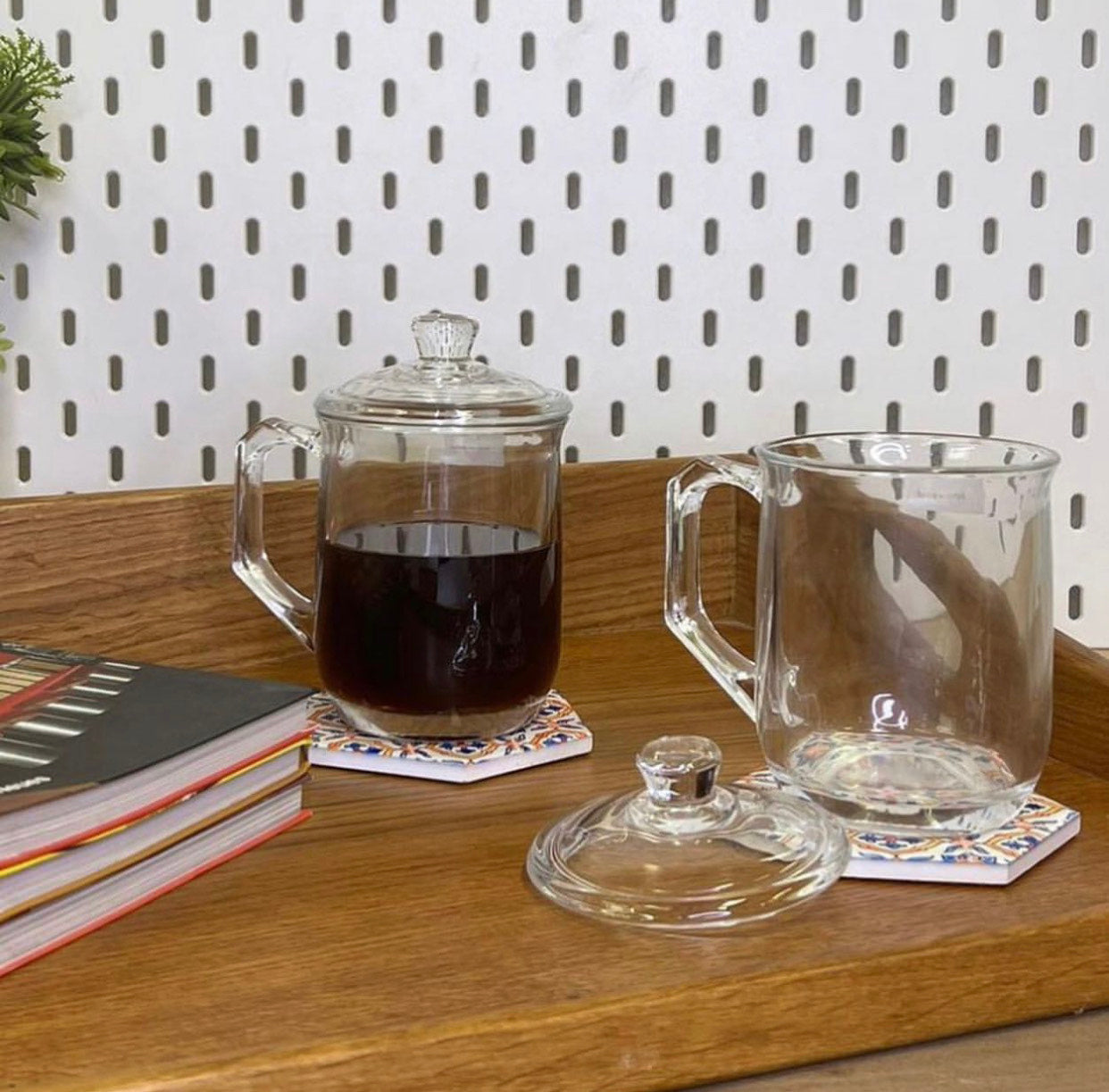 Transparent Glass Mug with Cover