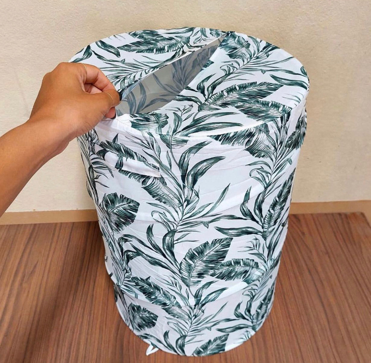 Green Leaves Laundry Basket