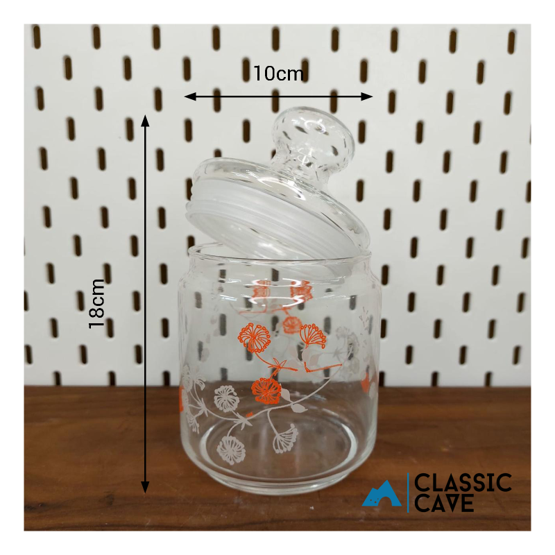 Floral Glass Jar - Set of 2