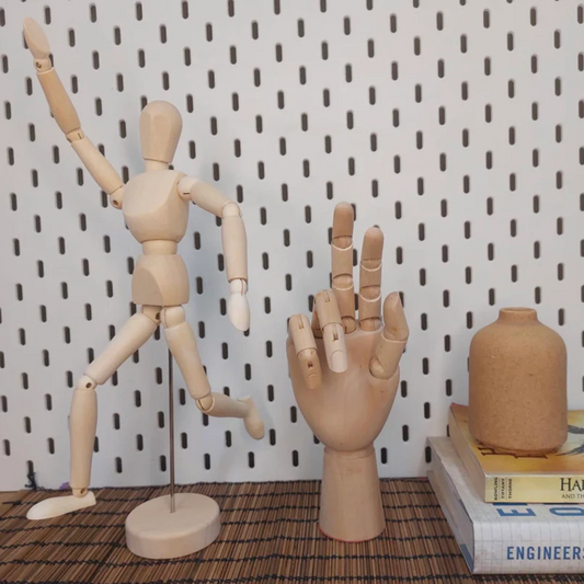 Wood Human and Hand Statue